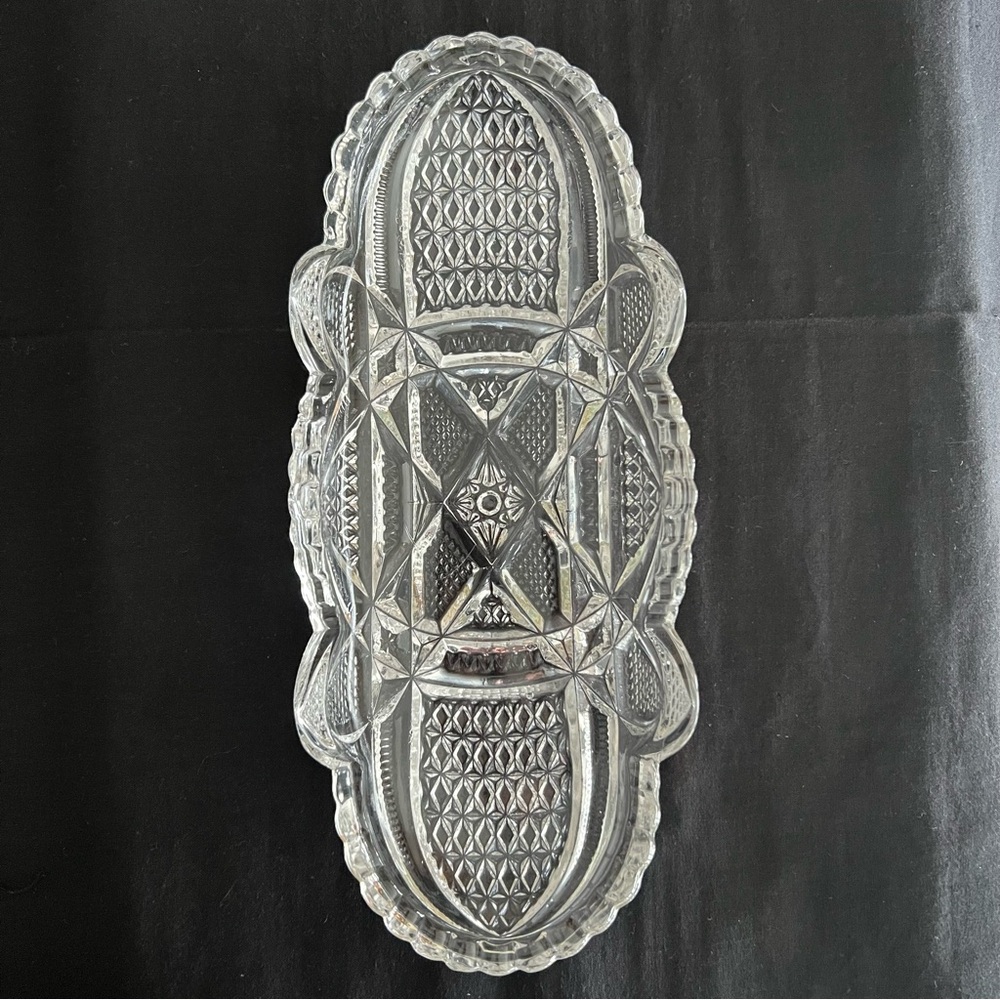 Vintage American Crystal Cut Glass Tray